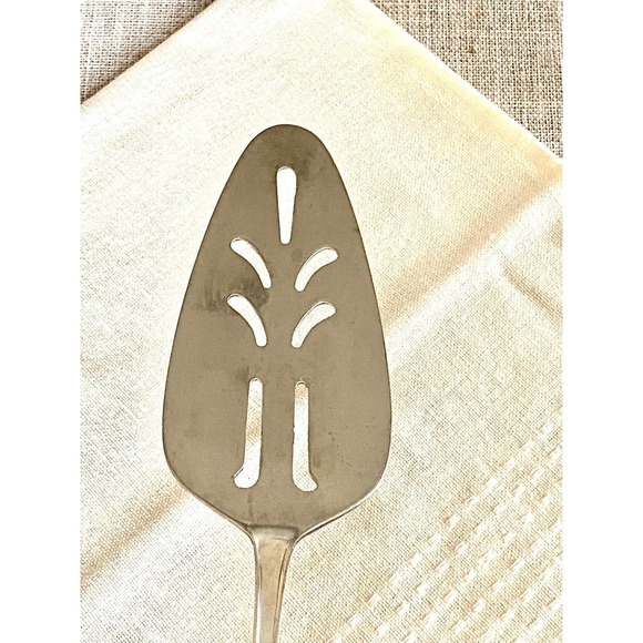 Stainless Pie Server Flatware Vintage Glossy Korea Pierced - Picture 3 of 6